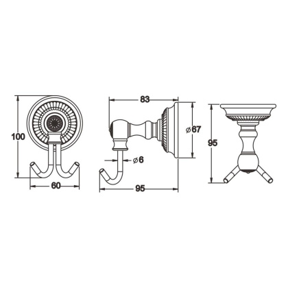 Крючок двойной, RG1421Q Rose, Бронза Крючок двойной, RG1421Q Rose, Бронза