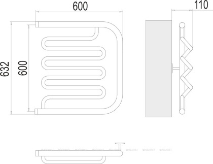 Полотенцесушитель Terminus Фокстрот-Лиана (1")  600х600