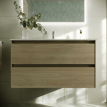 Тумба подвесная SANCOS Cento 890х450х500, c двумя ящиками оснащенными доводчиками, карпатская ель, арт. CN90KE