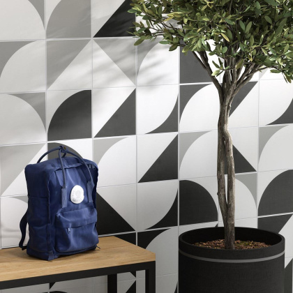 Керамический декор AZ\A010\5009 Теорема черный, белый (20см*20см*6,9мм) (10шт/0,4м2) Теорема 3, шт.