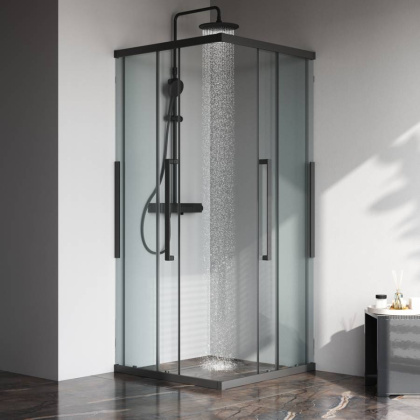 W84G-403-9090-BТ Душевое ограждение Func Square Slide 90х90, Черный, прозрачное