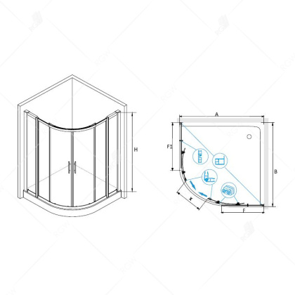 Душевой уголок RGW Hotel HO-511 110x110 030651111-11 профиль Хром стекло прозрачное