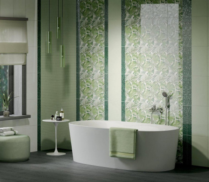 Декор мозаичный MM6409 Левада зеленый светлый глянцевый (25см*40см*8мм) (8шт/0,8м2) моноколор, шт