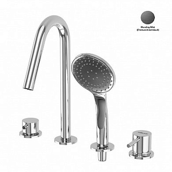 LEAF-BVDM4-L-MM Смеситель на борт ванны врезной, на 4 отверстия, исполнение Morning Mist