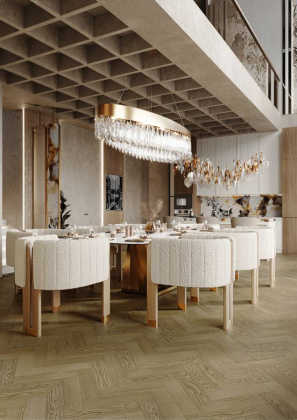 Кварцевый паркет QUARTZ PARQUET 44-1258-54 Дуб Конго 400*100*5мм, 0,6 мм, Браш, фаска, 5G 