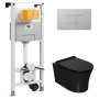 Сет: OLI 120 ECO Sanitarblock pneumatic+Панель KARISMA, хр. мат.+Унитаз Point Вега, чёрн PN41711BM
