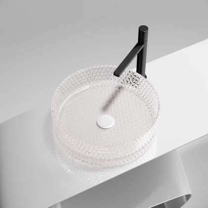 Умывальник чаша накладная круглая (цвет розовый) Cristal 360*360*112мм