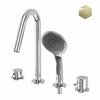 LEAF-BVDM4-L-PR Смеситель на борт ванны врезной, на 4 отверстия, исполнение Sunrise PVD