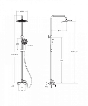 MARINO Душевая стойка со смесителем, хром MARINO-DOCM-CRM