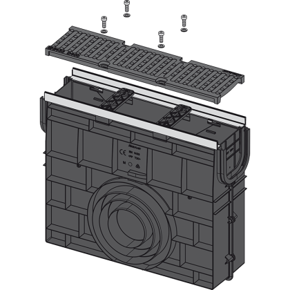 Пескоуловитель для дренажного канала AVZ103 с металлической рамой и чугунной решеткой D400