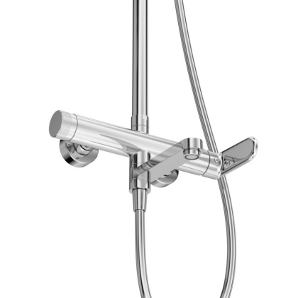 STYLUS-CVD-IN Душевая стойка со смесителем и изливом, сатин STYLUS-CVD-IN Душевая стойка со смесителем и изливом, сатин