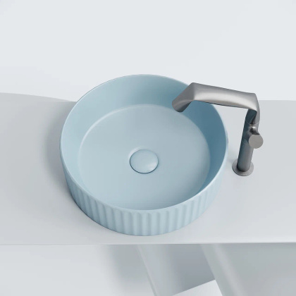 Умывальник чаша накладная круглая (цвет Голубой Матовый) Element 360*360*115мм