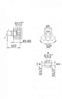 PORTA-DIM-01 Встраиваемый однорычажный смеситель на 1 выход, исполнение хром