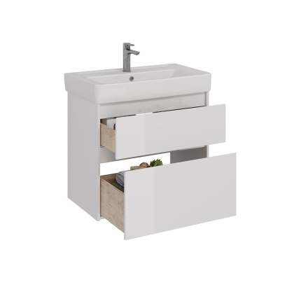 Тумба Lemark COMBI 80см под 1 раковину, подвесная/напольная, 2 ящика, цвет корпуса, фасада: Белый глянец Тумба Lemark COMBI 80см под 1 раковину, подвесная/напольная, 2 ящика, цвет корпуса, фасада: Белый глянец