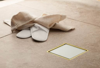 13000156 Душевой трап Pestan Confluo Standard White Glass 1 Gold Исполнение: Белый/Золото глянец 