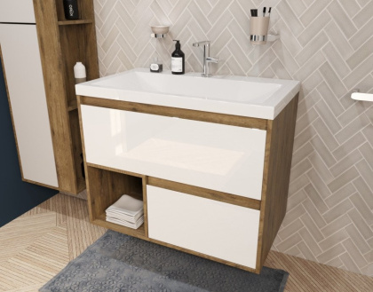 Тумба подвесная под умывальник Monaсo Wood 800х480 2 ящика (ШхГхВ) 798х476х607 Тумба подвесная под умывальник Monaсo Wood 800х480 2 ящика (ШхГхВ) 798х476х607