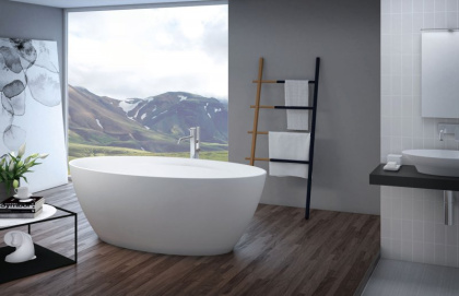 TITAN-OVAL-62-41-13-LVB Накладная раковина из литьевого мрамора Цвет Белый 