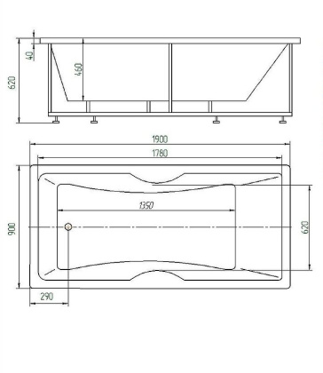 Акриловая ванна Акватек Феникс 190х90 FEN190-0000078