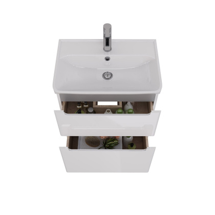 Тумба Lemark BUNO 60см под 1 раковину, подвесная/напольная, 2 ящика, цвет корпуса, фасада: Белый глянец Тумба Lemark BUNO 60см под 1 раковину, подвесная/напольная, 2 ящика, цвет корпуса, фасада: Белый глянец