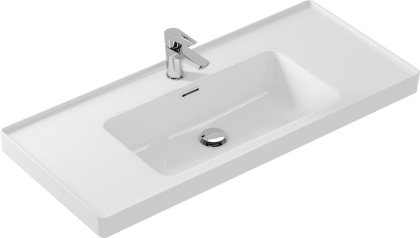 Прямоугольная тонкостенная мебельная раковина CREA с отверстием под смеситель, размером 100 см.