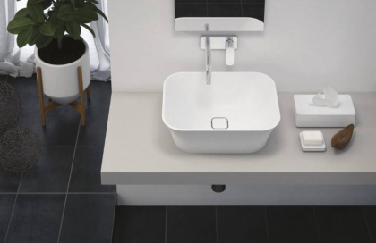 TITAN-SQUARE-50-38-17-LVB Накладная раковина из литьевого мрамора Цвет Белый 