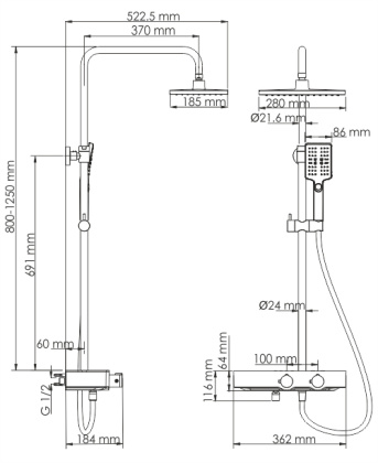 A11301 Thermo Душевой комплект с термостатическим смесителем Wasserkraft A11301 Thermo Душевой комплект с термостатическим смесителем Wasserkraft