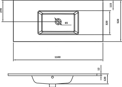 Столешница стекло 110см моноблок BLACK