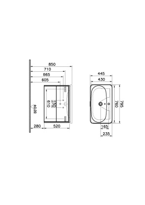 Шкаф Nest с раковиной c 2мя ящиками, 80 см, с LED подсветкой, цвет натуральная древесина