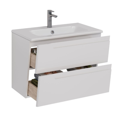 Тумба Lemark MIANO 80см под 1 раковину, подвесная, 2 ящика, цвет корпуса, фасада: Белый глянец Тумба Lemark MIANO 80см под 1 раковину, подвесная, 2 ящика, цвет корпуса, фасада: Белый глянец