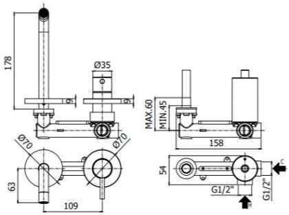 Смеситель для раковины Paffoni Light LIG105HGSP70 (с внутренней частью) золото медовое брашированное Смеситель для раковины Paffoni Light LIG105HGSP70 (с внутренней частью) золото медовое брашированное