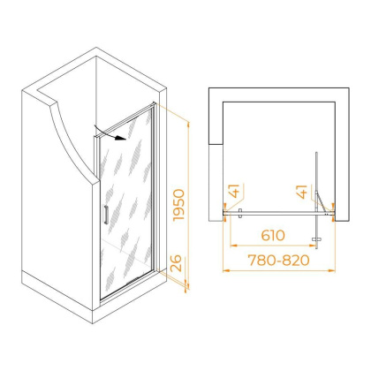 Душевая дверь  80*195 RGW SV-05-Gr Серый/Ribbed/8 мм (Easy)