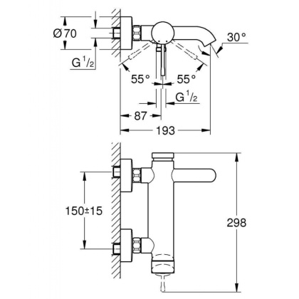 Смеситель для ванны Grohe Essence New 33624001 хром Смеситель для ванны Grohe Essence New 33624001 хром