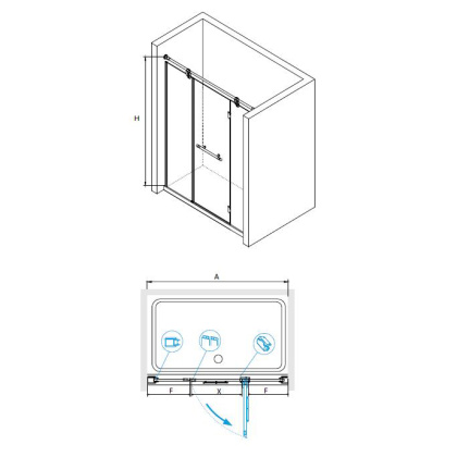 Душевая дверь RGW VI-02, 02040218-18, 180 х 195 см распашная, стекло прозрачное, белый/золото