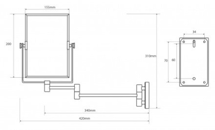 Косметическое зеркало без подсветки 310x420