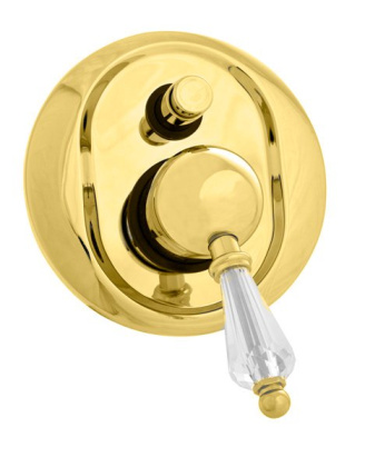 VINTAGE-VDIM-03/24-Sw Встраиваемый однорычажный смеситель для душа с переключателем, золото, ручка Swarovski