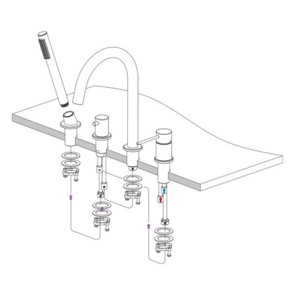 Смеситель для ванны с душем, врезной Timo Saona 2320/18Y черное золото
