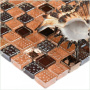 Мозаика стеклянная с камнем Crystal Brown (чип 8*15*15) 300*300(11шт.-0.99м2), м2