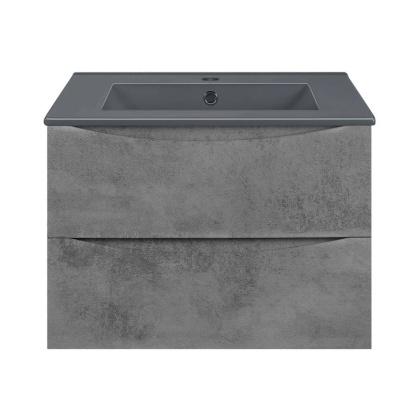 База под керамическую раковину Mia 600 подвесная, 2 выкатных ящика soft close, Beton
