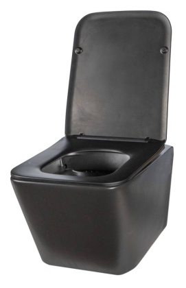 Унитаз подвесной безободковый Creto Logan L2 1002-002-L2BLMAT с крышкой-сиденьем микролифт, черный матовый