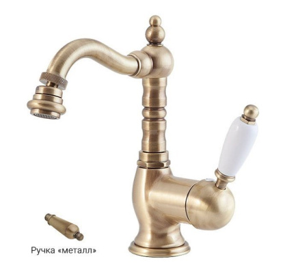 ELITE-BSM2-03/24-M Смеситель для биде однорычажный c донным клапаном, исполнение золото, ручка золото