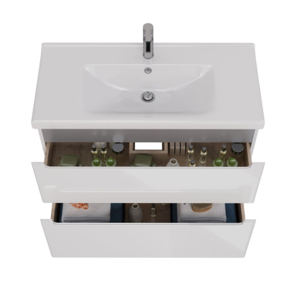 Тумба Lemark BUNO 100см под 1 раковину, подвесная/напольная, 2 ящика, цвет корпуса, фасада: Белый глянец Тумба Lemark BUNO 100см под 1 раковину, подвесная/напольная, 2 ящика, цвет корпуса, фасада: Белый глянец