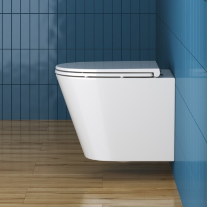 TRE Чаша унитаза подвесного c креплением и сиденьем дюропласт soft close BB8001CHR/SC