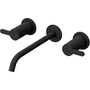 LEAF-BLI3L-NOP Смеситель для раковины встраиваемый на три отверстия, исполнение черный матовый