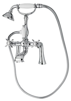 LORD-PBV-01-Bi Смеситель на борт ванны с ручным душем Исполнение: Хром, Ручки: Белый 