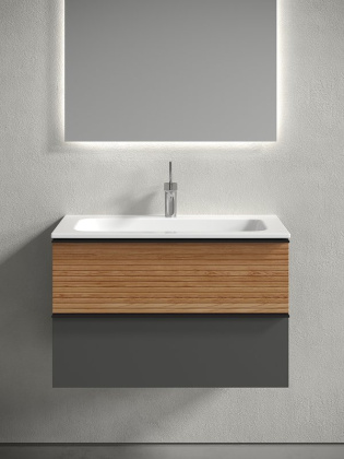 Тумба подвесная SANCOS Delta 790х445х500, c двумя ящиками оснащенными доводчиками, дуб красный/графит , арт. DL80GR Тумба подвесная SANCOS Delta 790х445х500, c двумя ящиками оснащенными доводчиками, дуб красный/графит , арт. DL80GR