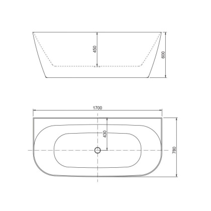 Акриловая ванна Allen Brau Priority 170x78 2.31003.21/AM белый матовый (панель антрацит), шт