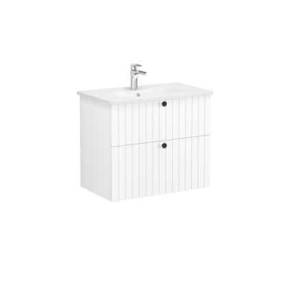 Тумба с раковиной Vitra Root Groove 80 см с круглой раковиной, 2 ящика, матовый белый Тумба с раковиной Vitra Root Groove 80 см с круглой раковиной, 2 ящика, матовый белый