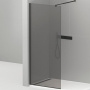 LIBERTA-L-1-110-120-GR-NERO Душевая перегородка с односторонним входом, стекло графит, профиль чёрный, 1100x1200x1950 мм