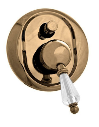 VINTAGE-VDIM-03/24-Sw Встраиваемый однорычажный смеситель для душа с переключателем, золото, ручка Swarovski