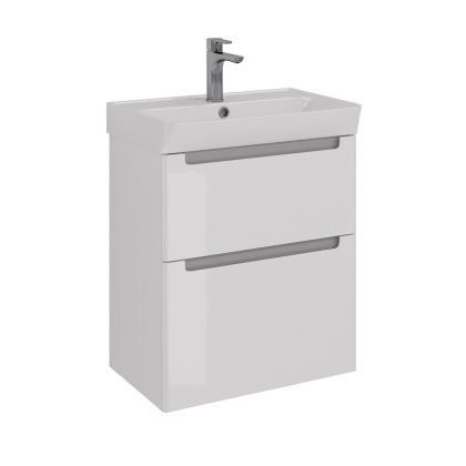 Тумба Lemark BUNO 60см под 1 раковину, подвесная/напольная, 2 ящика, цвет корпуса, фасада: Белый глянец Тумба Lemark BUNO 60см под 1 раковину, подвесная/напольная, 2 ящика, цвет корпуса, фасада: Белый глянец